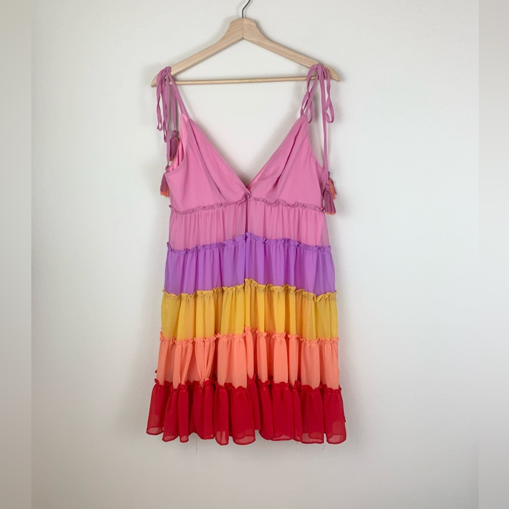 NWOT | LFD Tiered Rainbow Mini Sundress | summer party dress